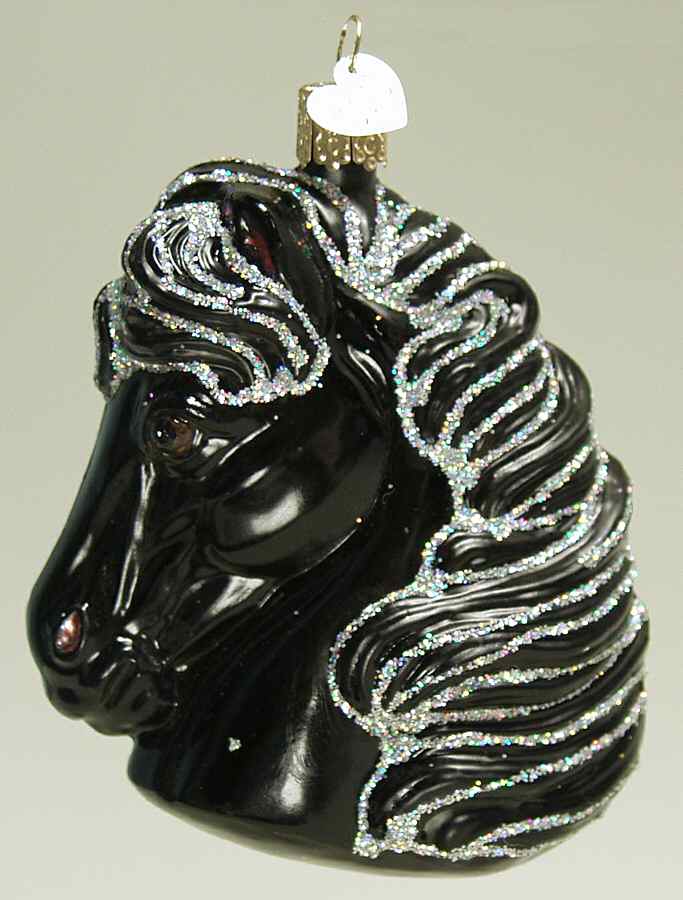 Animals Horse Head-Black - No Box 104b by Old World Christmas (Newer)-1