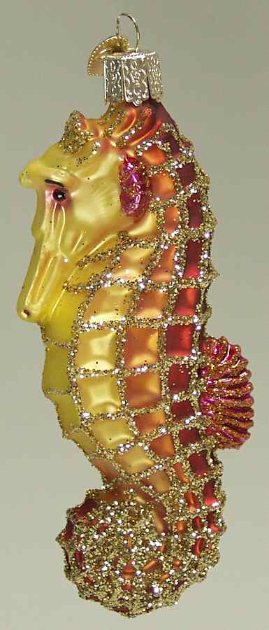 Old World Christmas Orange Sea Horse - No Box Nb1887 by Old World Christmas (Newer)-1