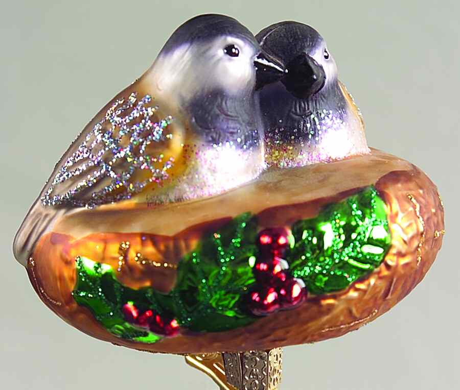 Birds - Clip-On Chickadees In Nest - No Box by Old World Christmas (Newer)-1