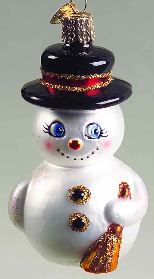 Snowmen Cute Snowman-Black Hat - No Box 89a by Old World Christmas (Newer)-1