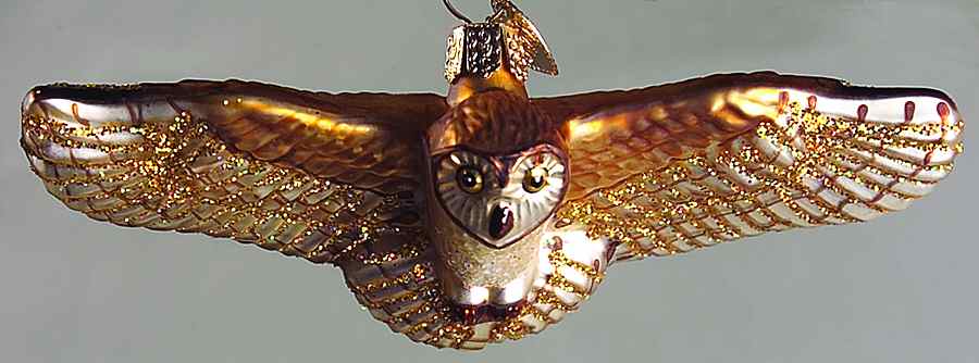 Birds-Hanging Flying Owl-Beige - No Box by Old World Christmas (Newer)-1