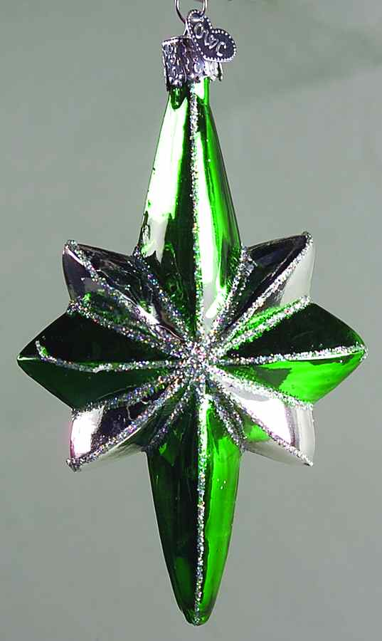 Celestial Retro Star-Green - No Box by Old World Christmas (Newer)-1