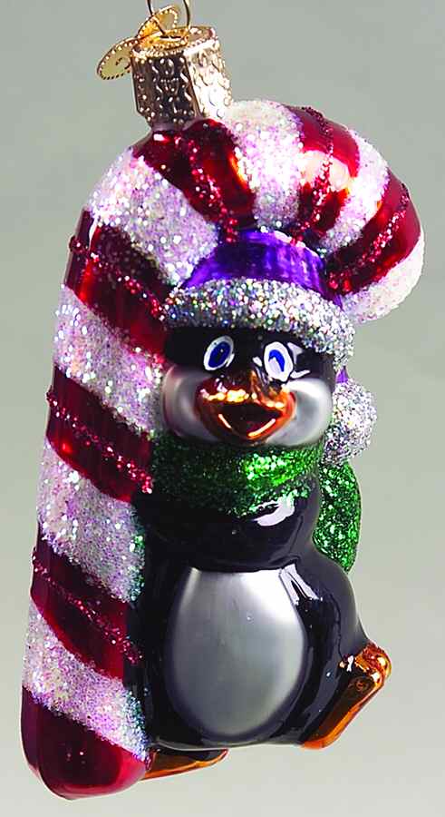 Birds-Hanging Candy Cane Penguin - No Box by Old World Christmas (Newer)-1