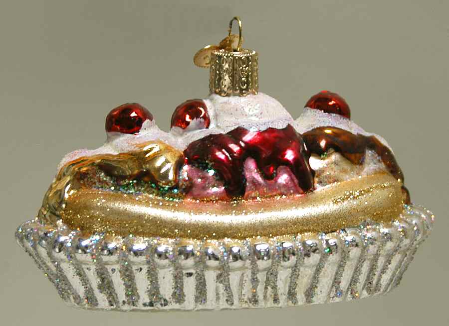Food and Drink Banana Split-Silver Dish - No Box 66b by Old World Christmas (Newer)-1