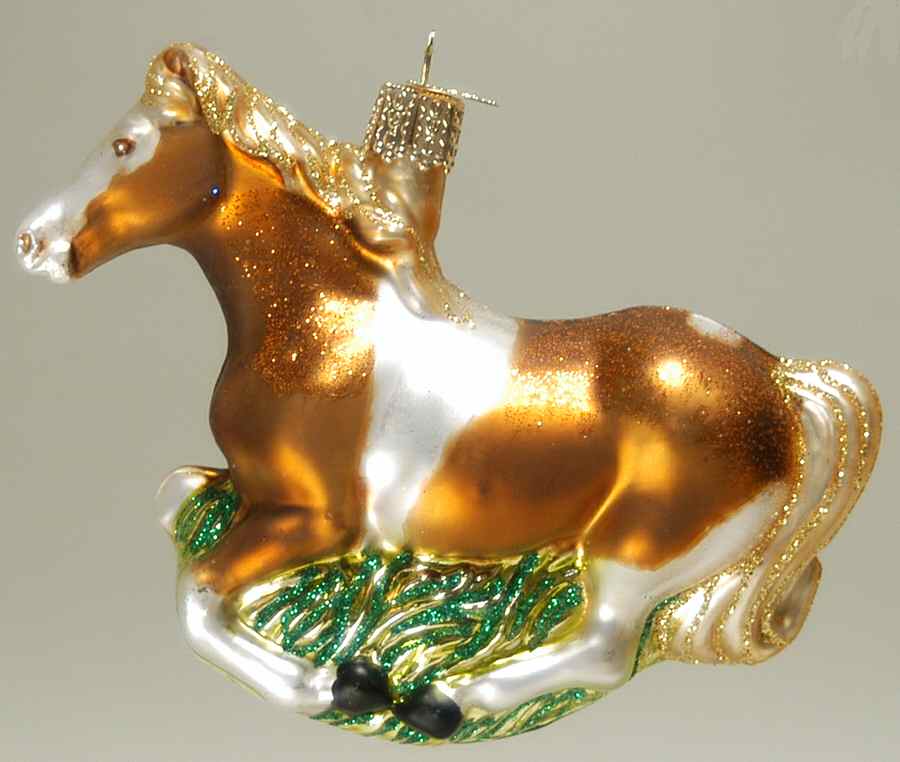 Animals Mustang-White & Brown Horse - No Box by Old World Christmas (Newer)-1