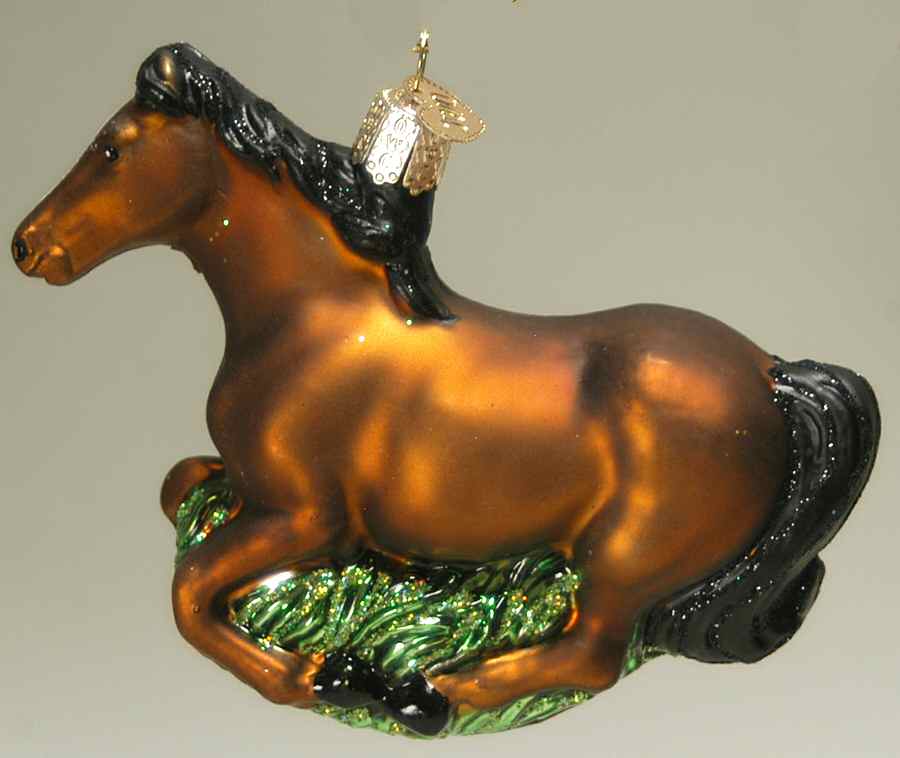 Old World Christmas Mustang-Solid Brown Horse - No Box by Old World Christmas (Newer)-1