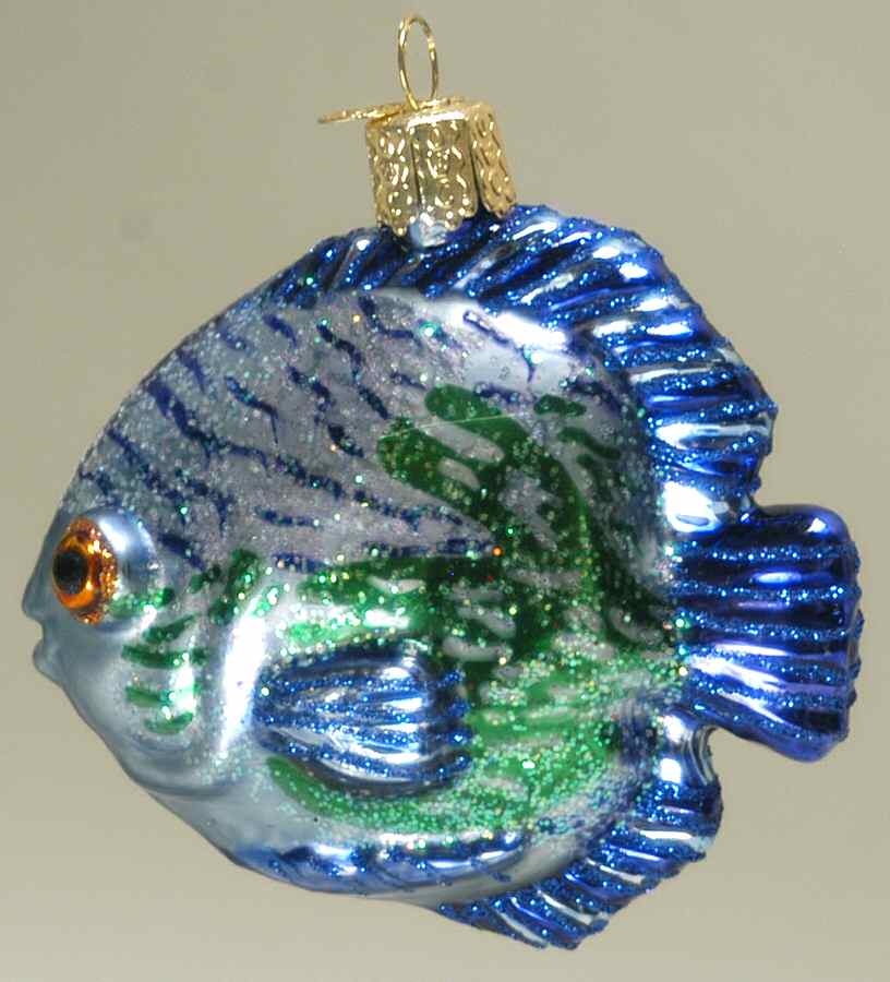 Fish and Marine Life Discus Fish-Blue - No Box 266b by Old World Christmas (Newer)-1