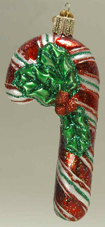 Old World Christmas Holly Candy Cane - Nb686, No Box by Old World Christmas (Newer)-1