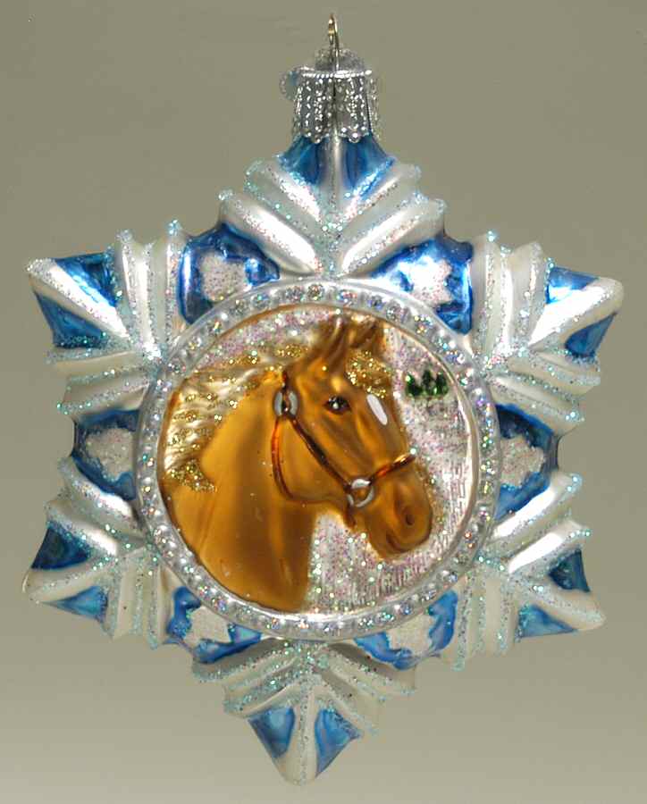 Animals Horse Lover's Snowflake-Tan - No Box 74b by Old World Christmas (Newer)-1