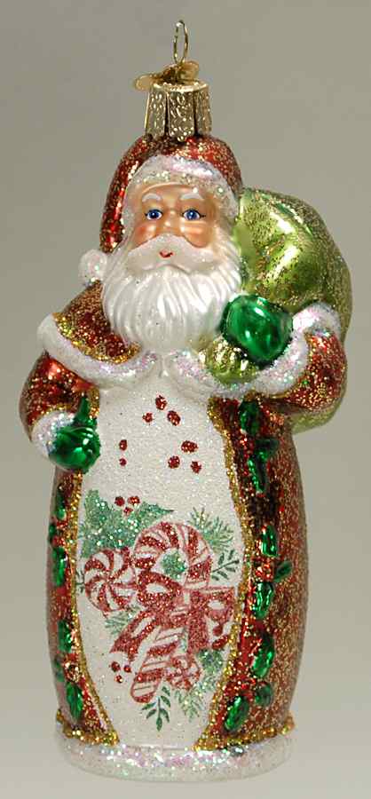 Santa and Mrs Claus Glistening Holly Jolly Santa - No Box by Old World Christmas (Newer)-1
