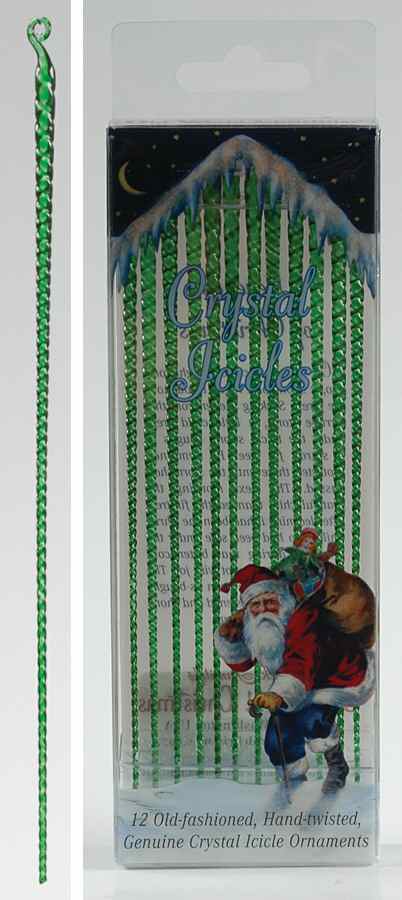 Old World Christmas Green Crystal Icicles-Set Of 12 - With Box Bx750 by Old World Christmas (Newer)-1