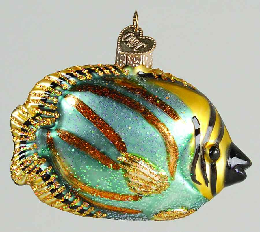 Fish and Marine Life Butterflyfish-Aqua - No Box 261a by Old World Christmas (Newer)-1
