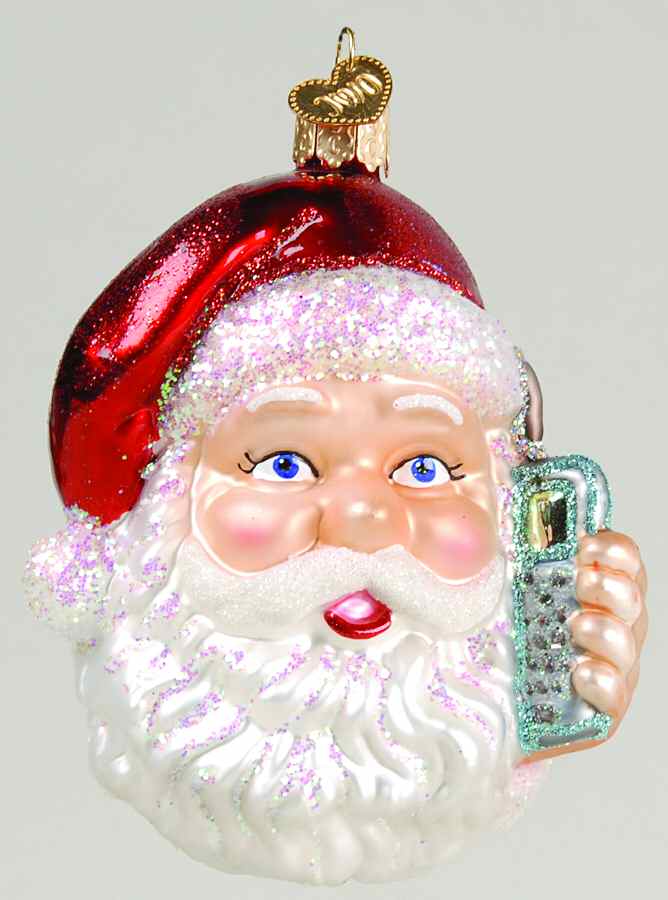 Santa and Mrs Claus Cellphone Santa - No Box by Old World Christmas (Newer)-1