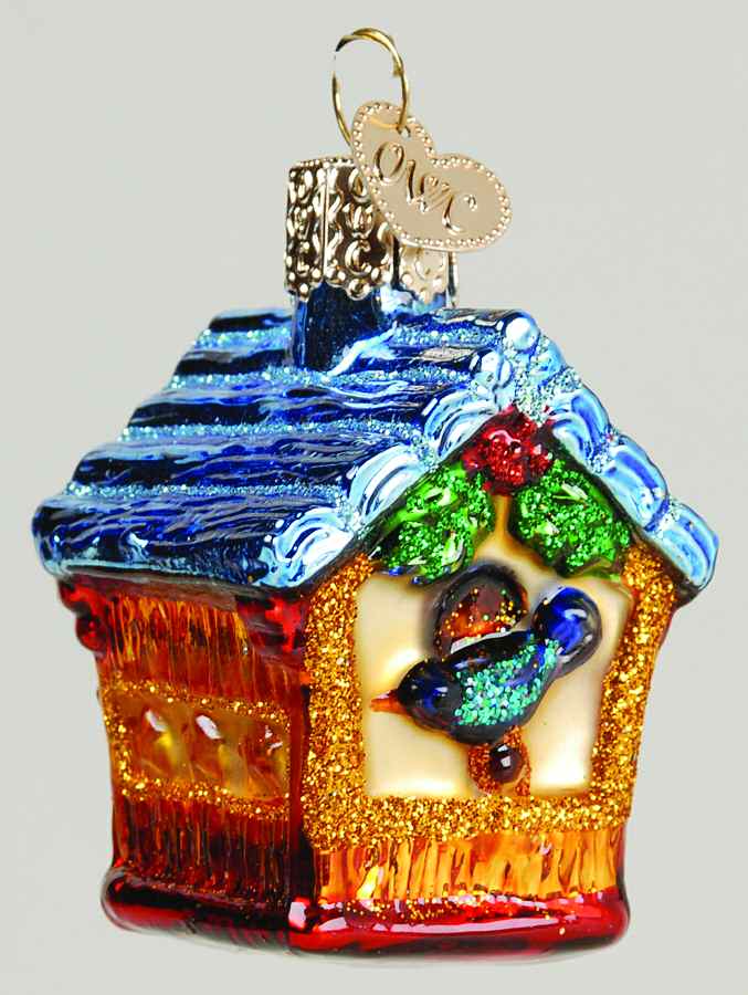 Birds-Hanging Miniature Birdhouse - No Box by Old World Christmas (Newer)-1