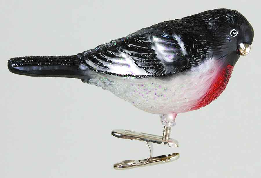 Birds - Clip-On Rose Breasted Grosbeak - No Box by Old World Christmas (Newer)-1