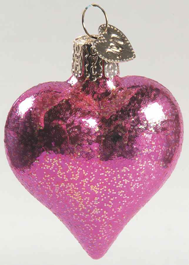 Old World Christmas Asst Heart-Pink #1 Dark - No Box Nb1904 by Old World Christmas (Newer)-1