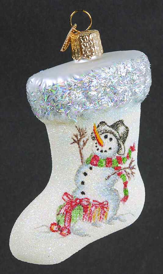 Clothing & Footwear - Fashion Glistening Snowman On Stocking - No Box by Old World Christmas (Newer)-1