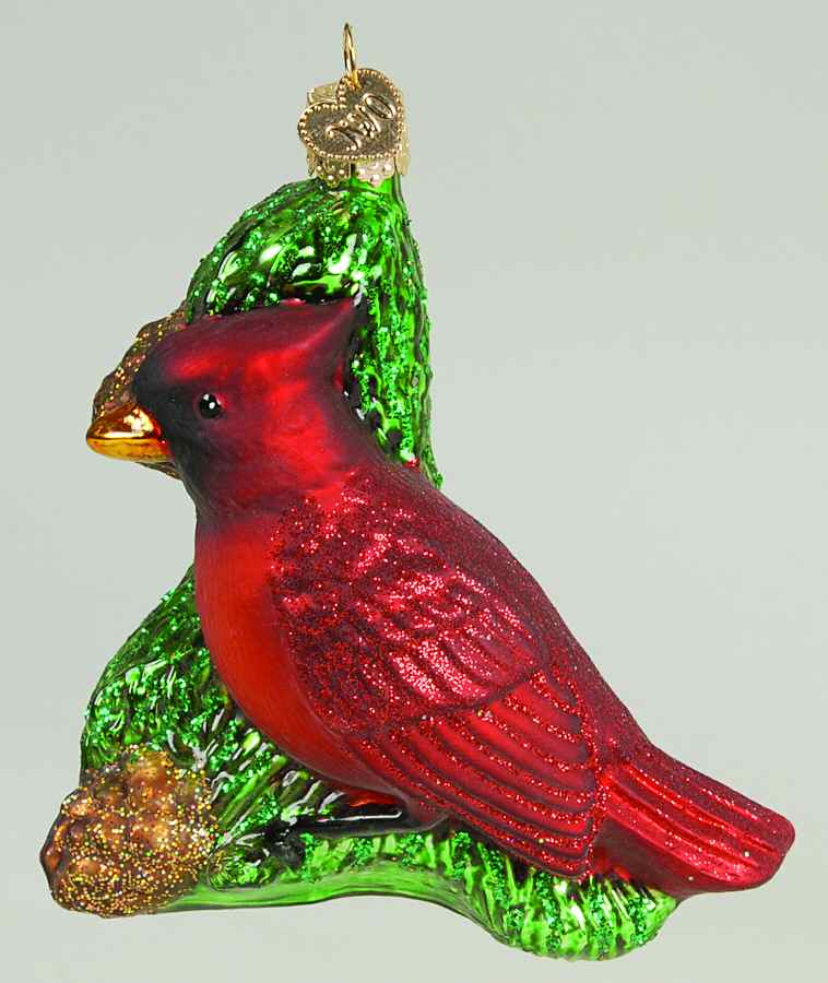 Birds-Hanging Cardinal On Branch - No Box by Old World Christmas (Newer)-1