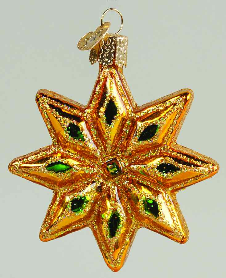 Celestial Faceted Star-Green - No Box by Old World Christmas (Newer)-1