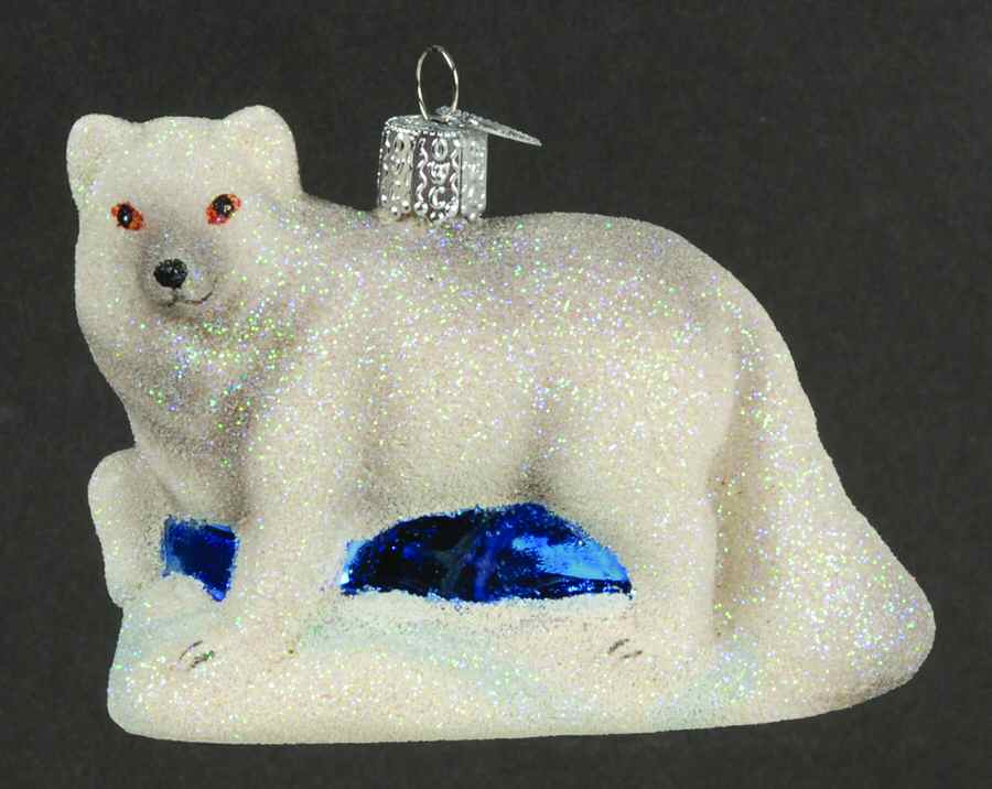 Animals Glistening Arctic Fox - No Box by Old World Christmas (Newer)-1