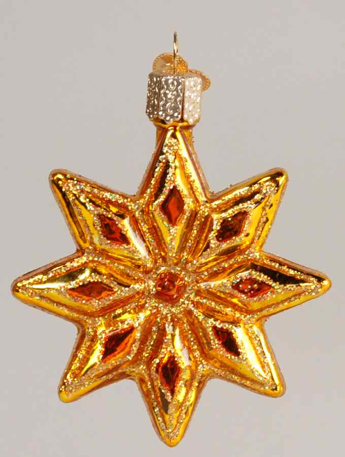 Celestial Faceted Star-Orange - No Box by Old World Christmas (Newer)-1
