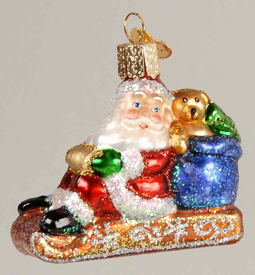 Santa and Mrs Claus Sledding Santa - No Box by Old World Christmas (Newer)-1