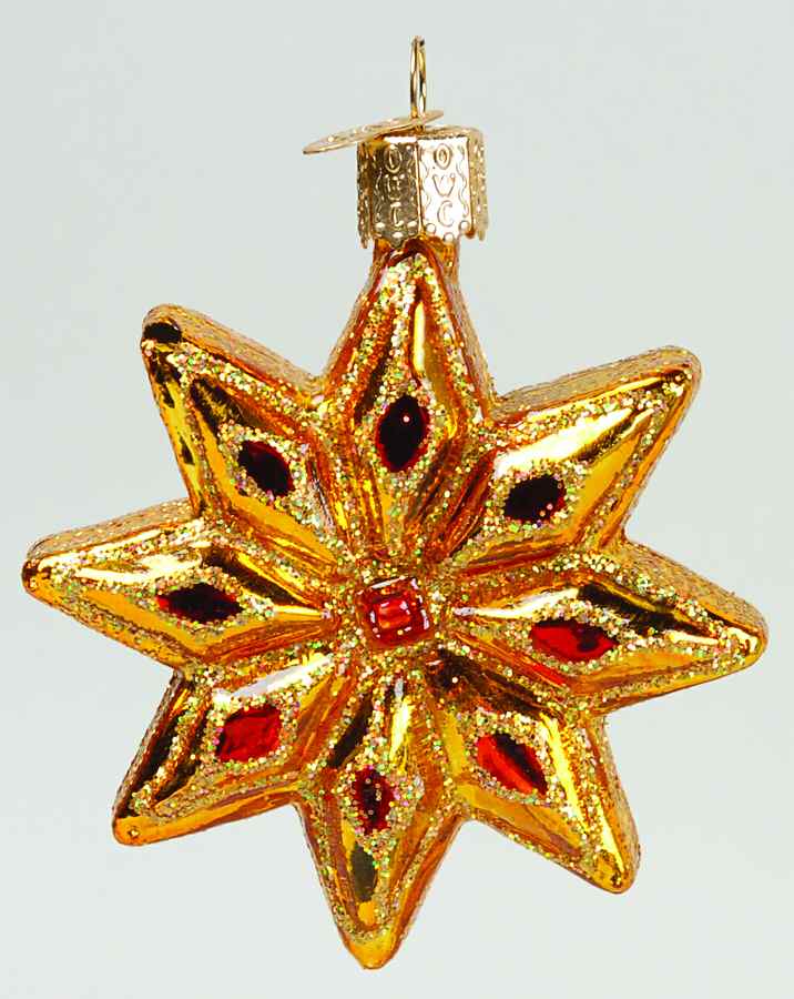 Celestial Faceted Star-Red - No Box by Old World Christmas (Newer)-1