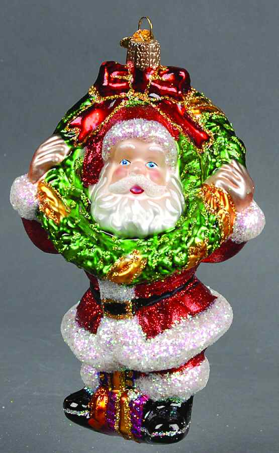 Santa and Mrs Claus Santa With Wreath - No Box by Old World Christmas (Newer)-1