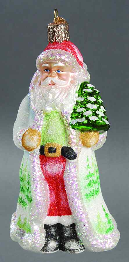 Santa and Mrs Claus Glistening Fir Tree Santa - No Box by Old World Christmas (Newer)-1