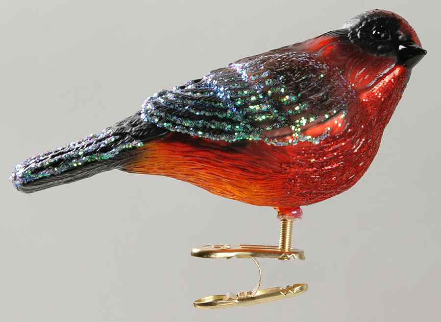 Birds - Clip-On Vermillion Flycatcher - No Box by Old World Christmas (Newer)-1