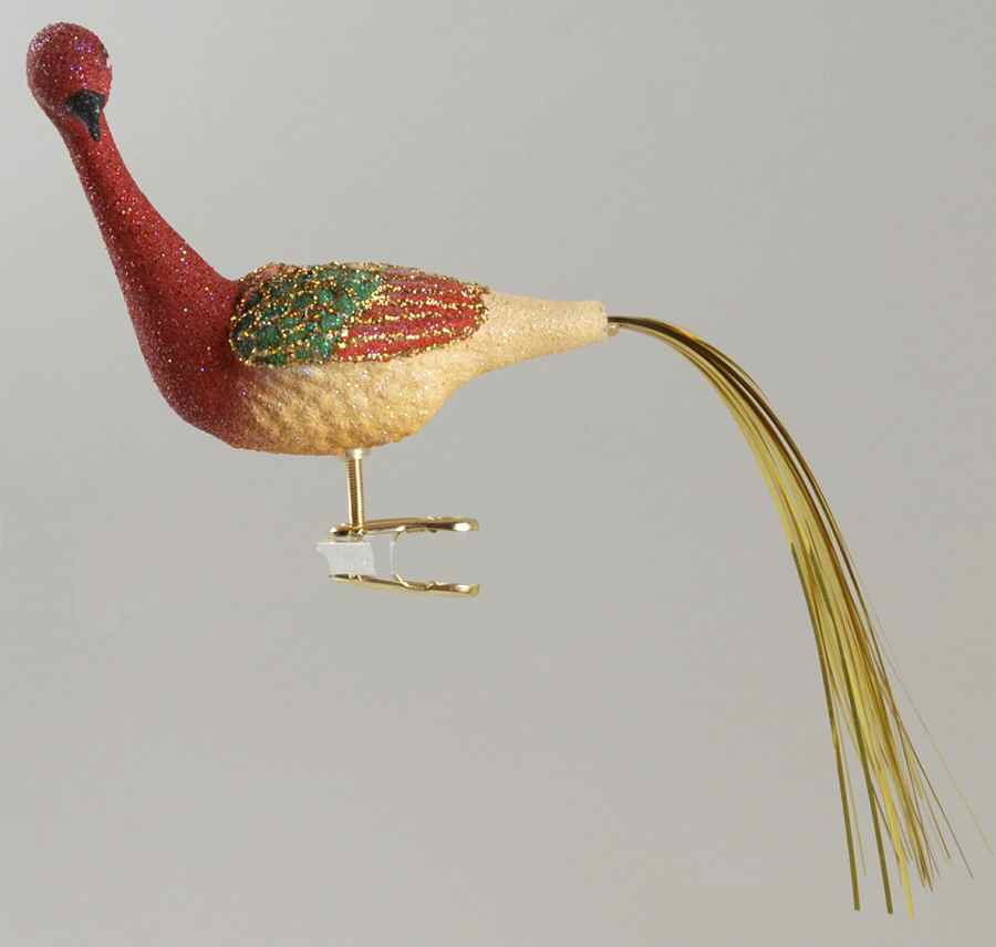 Birds - Clip-On Glistening Christmas Peacock - No Box by Old World Christmas (Newer)-1