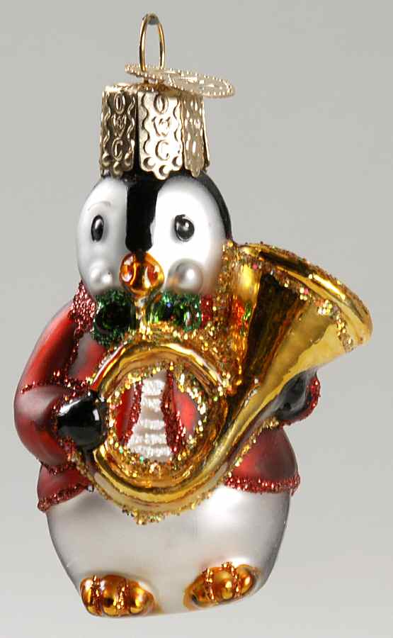 Birds-Hanging Penguin Band-Horn - No Box 72c by Old World Christmas (Newer)-1