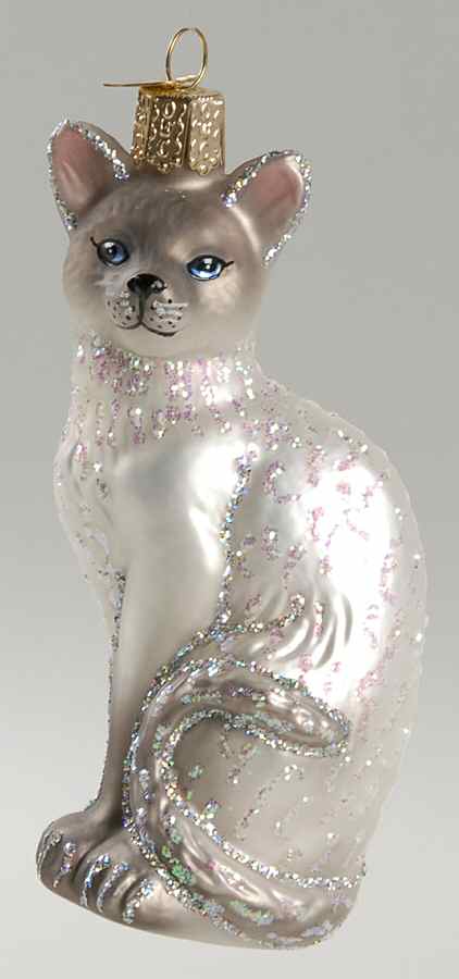 Animals Siamese Cat-Gray - No Box by Old World Christmas (Newer)-1