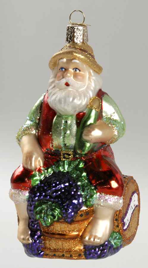 Santa and Mrs Claus Winemaker Santa - No Box by Old World Christmas (Newer)-1