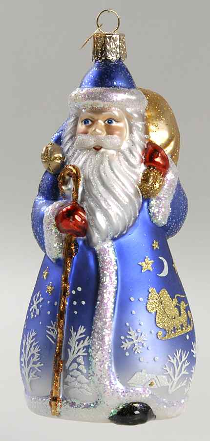 Santa and Mrs Claus Glistening Midnight Santa - No Box by Old World Christmas (Newer)-1