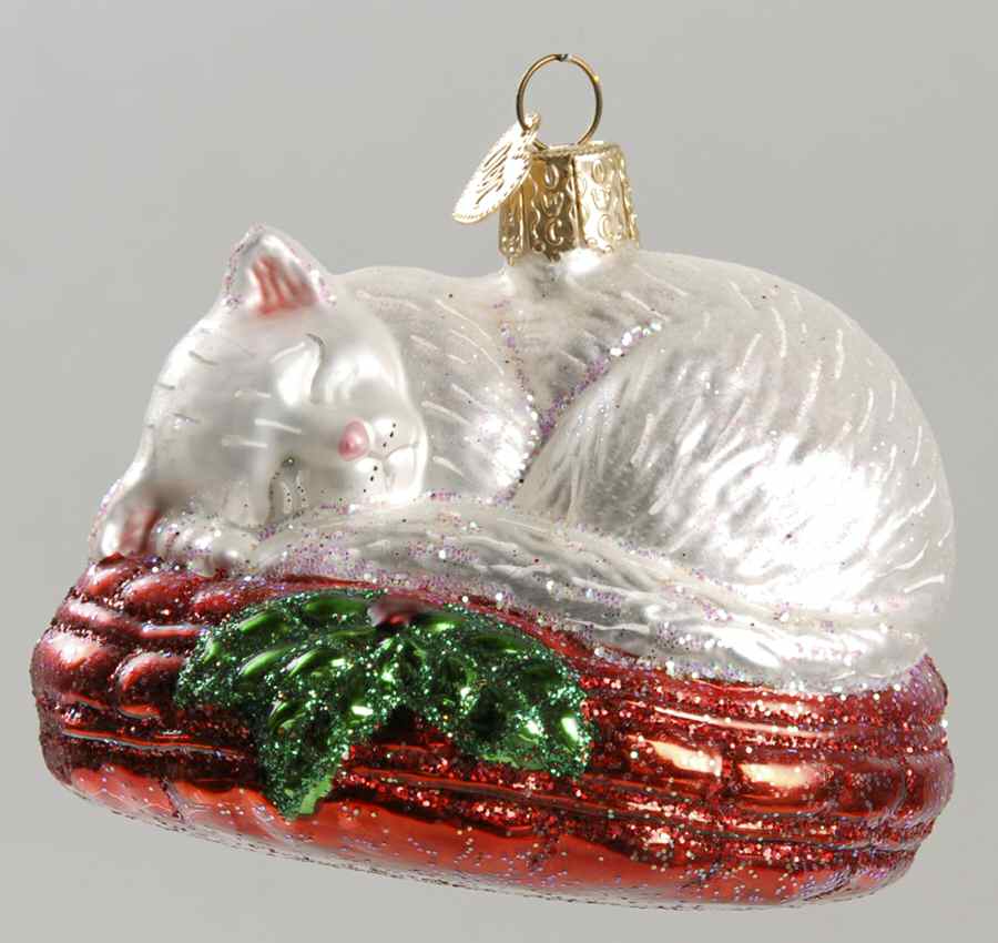 Old World Christmas Cat Nap - White - No Box Nb1201 by Old World Christmas (Newer)-1