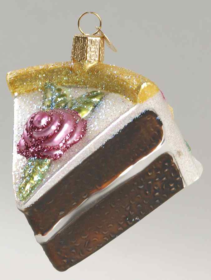 Food and Drink Piece Of Cake - White Icing Chocolate Ca - No Box by Old World Christmas (Newer)-1