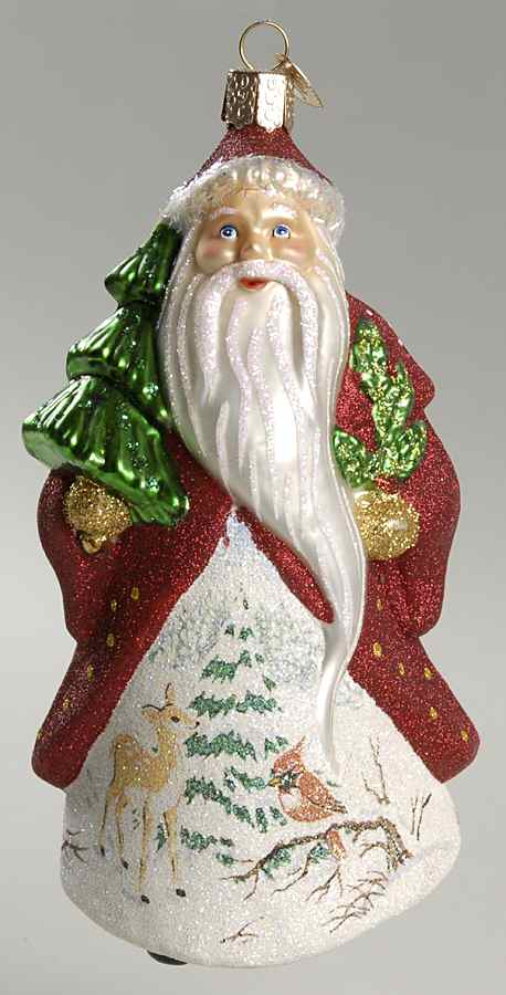 Santa and Mrs Claus Glistening Evergreen Santa - No Box by Old World Christmas (Newer)-1