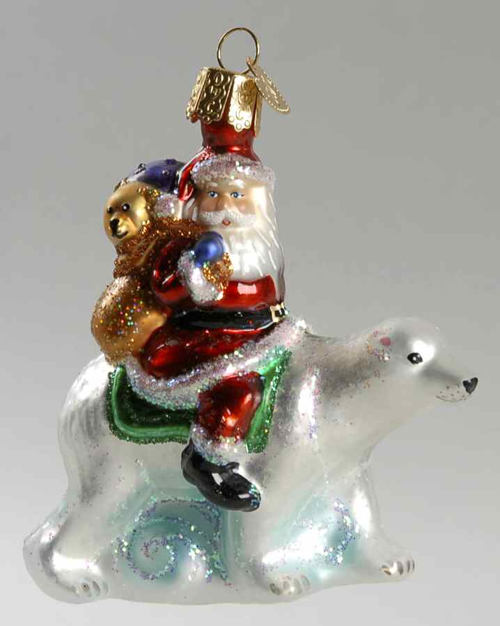 Santa and Mrs Claus Santa On Polar Bear - No Box by Old World Christmas (Newer)-1