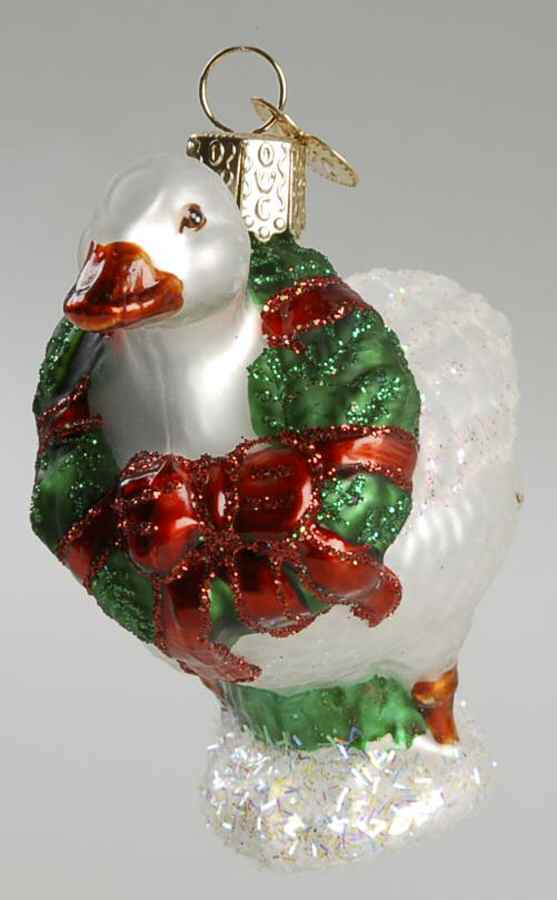 Birds-Hanging Christmas Goose-White - No Box by Old World Christmas (Newer)-1