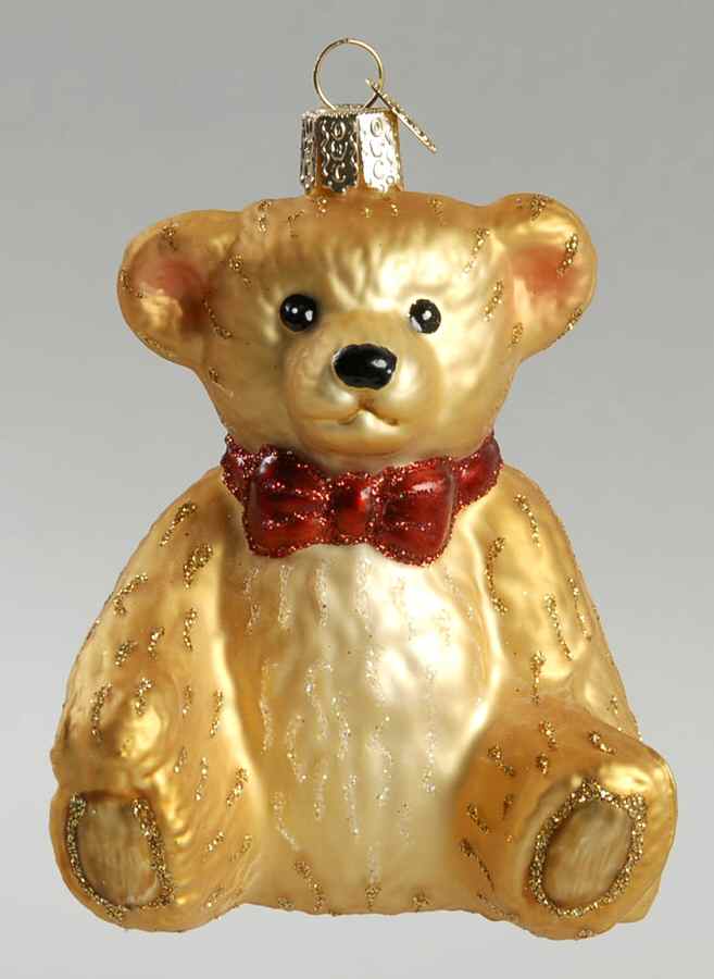 Old World Christmas Happy Teddy Bear-Brown - No Box Nb1483 by Old World Christmas (Newer)-1