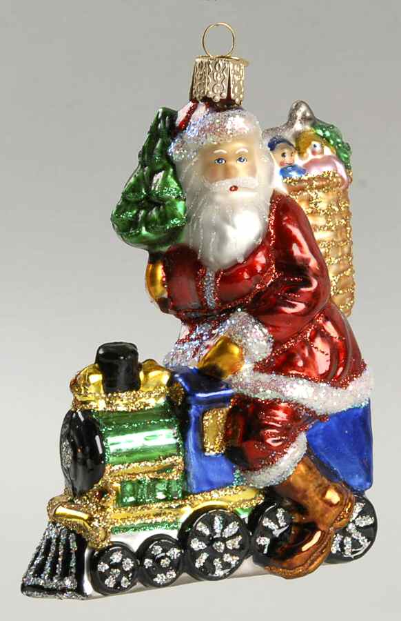 Santa and Mrs Claus Santa On Train - No Box by Old World Christmas (Newer)-1