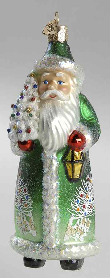 Santa and Mrs Claus Glistening Santa With Tree - No Box by Old World Christmas (Newer)-1