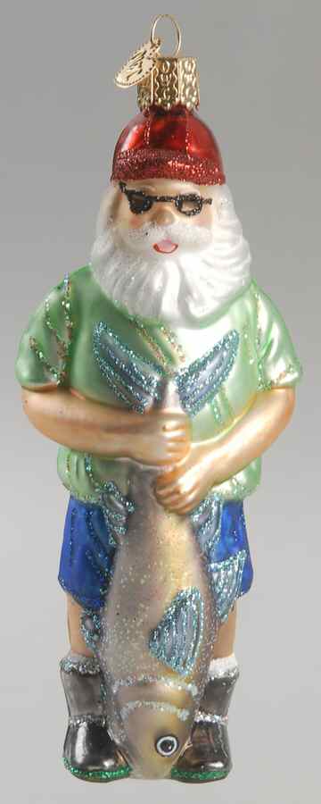 Old World Christmas Sport Fishing Santa - No Box Nb1660 by Old World Christmas (Newer)-1