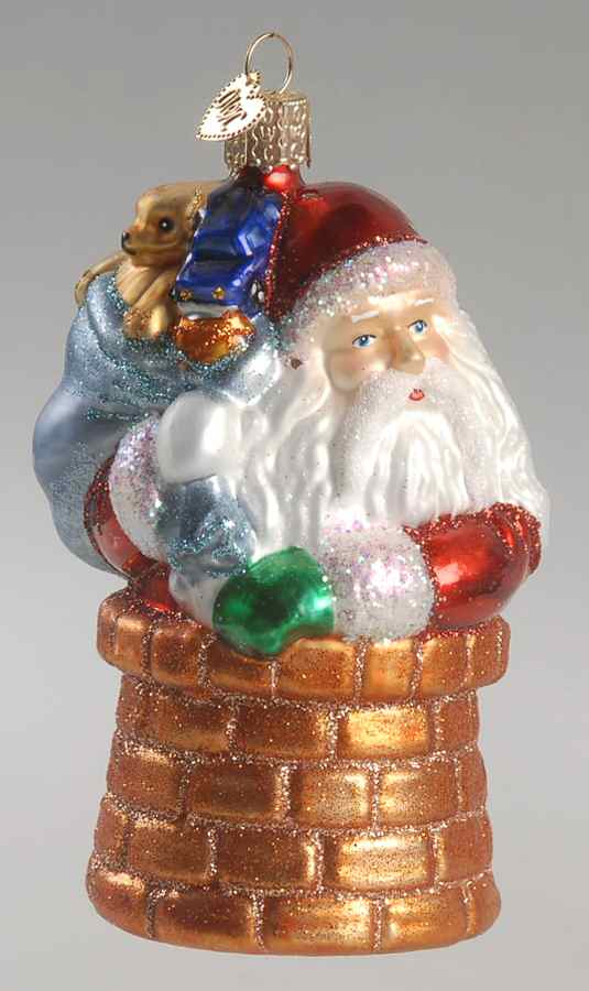 Old World Christmas Down The Chimney Santa - No Box Nb1665 by Old World Christmas (Newer)-1