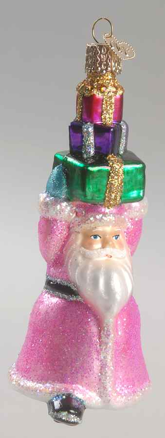 Old World Christmas Shopping Santa Pink Suit - No Box Nb1669 by Old World Christmas (Newer)-1