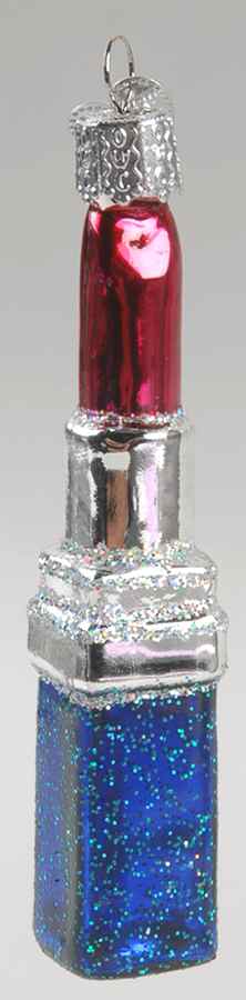 Old World Christmas Lipstick Blue Case/Pink Stick - No Box Nb1630 by Old World Christmas (Newer)-1
