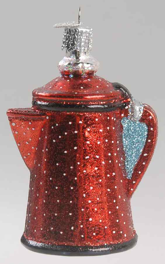 Old World Christmas Campfire Coffee Pot Red - No Box Nb1624 by Old World Christmas (Newer)-1