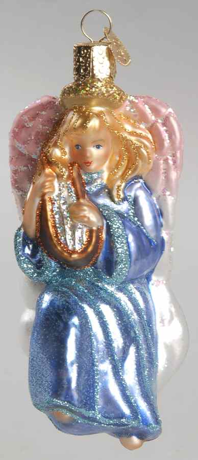 Angels Harpist Angel - Blue - No Box 85a by Old World Christmas (Newer)-1