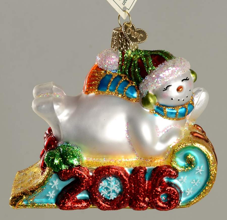 Annual Snowman 2016 Sledding Snowman - No Box Nb2016 by Old World Christmas (Newer)-1